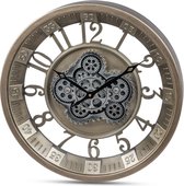 Klok - Horloge murale - Engrenages - Avec plaque de verre - Ø 46cm - Métal - industriel - Grijs - Argent