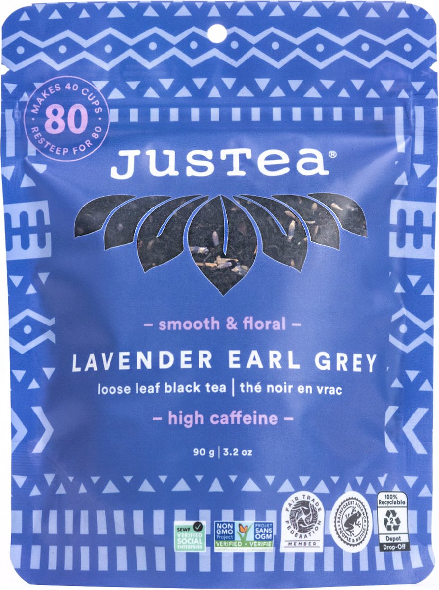 Navulverpakking thee | Earl Grey Lavendel | Handgeplukte Losse Thee | 90 gram | Duurzaam&Voordelig