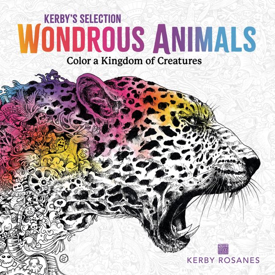Wondrous Animals: Kleur een koninkrijk van wezens, met een jaguar op de omslag met een regenboogkleurig hoofd en een lichaam bedekt met patronen.