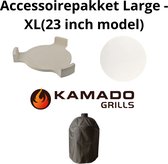 Kamado Grills - Ensemble d'accessoires - Kamado 23 pouces - Housse de pluie, Déflecteur et Pierre à pizza