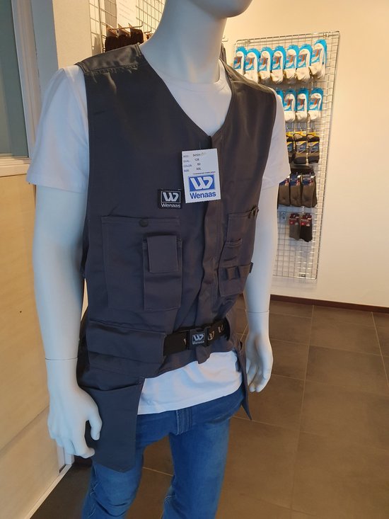 Wenaas - Gilet à outils professionnel | Gilet de travail | Gilet porte-outils - Polycoton 245g/ m2 - Grijs taille XL