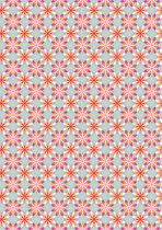 Inpakpapier Gebloemd Roze Groen Madeliefjes- Breedte 60 cm - 200m lang