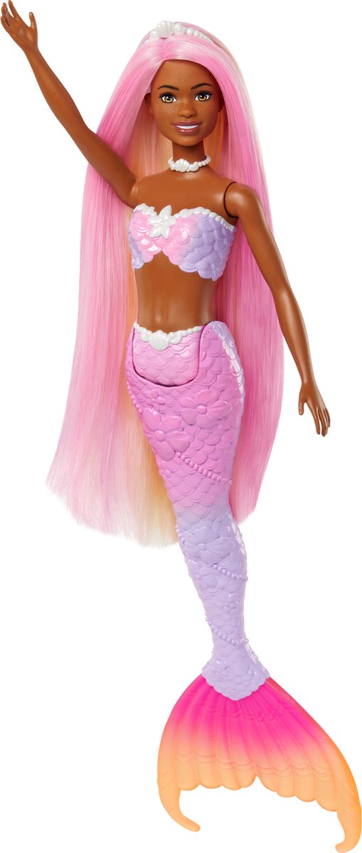 Barbie Zeemeerminpop - Met roze haar - 38 cm - Barbiepop