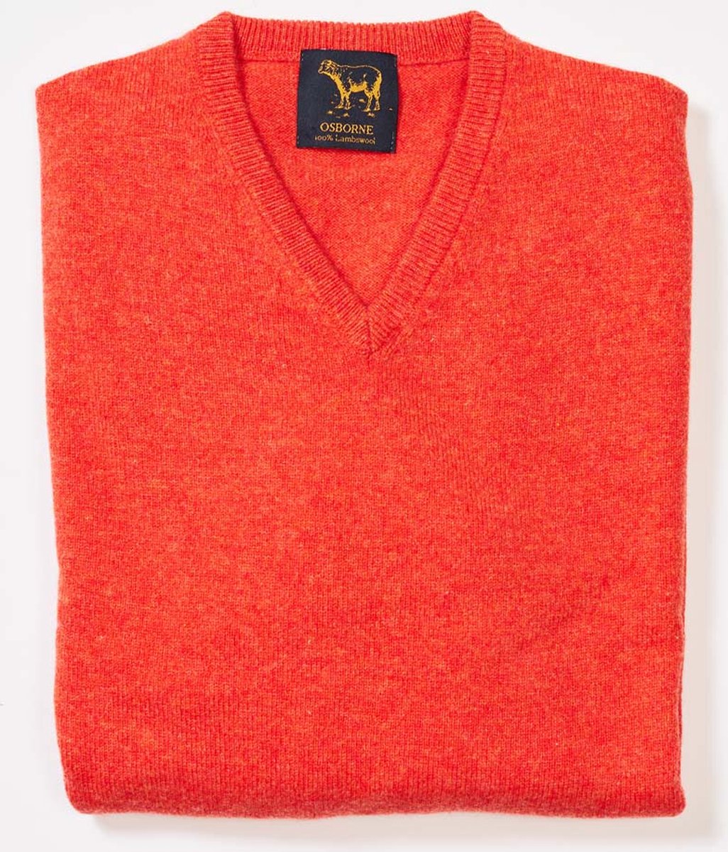 Osborne Knitwear Trui met V hals - Sweater heren in Lamswol - Pullover Heren - Inferno - 3XL