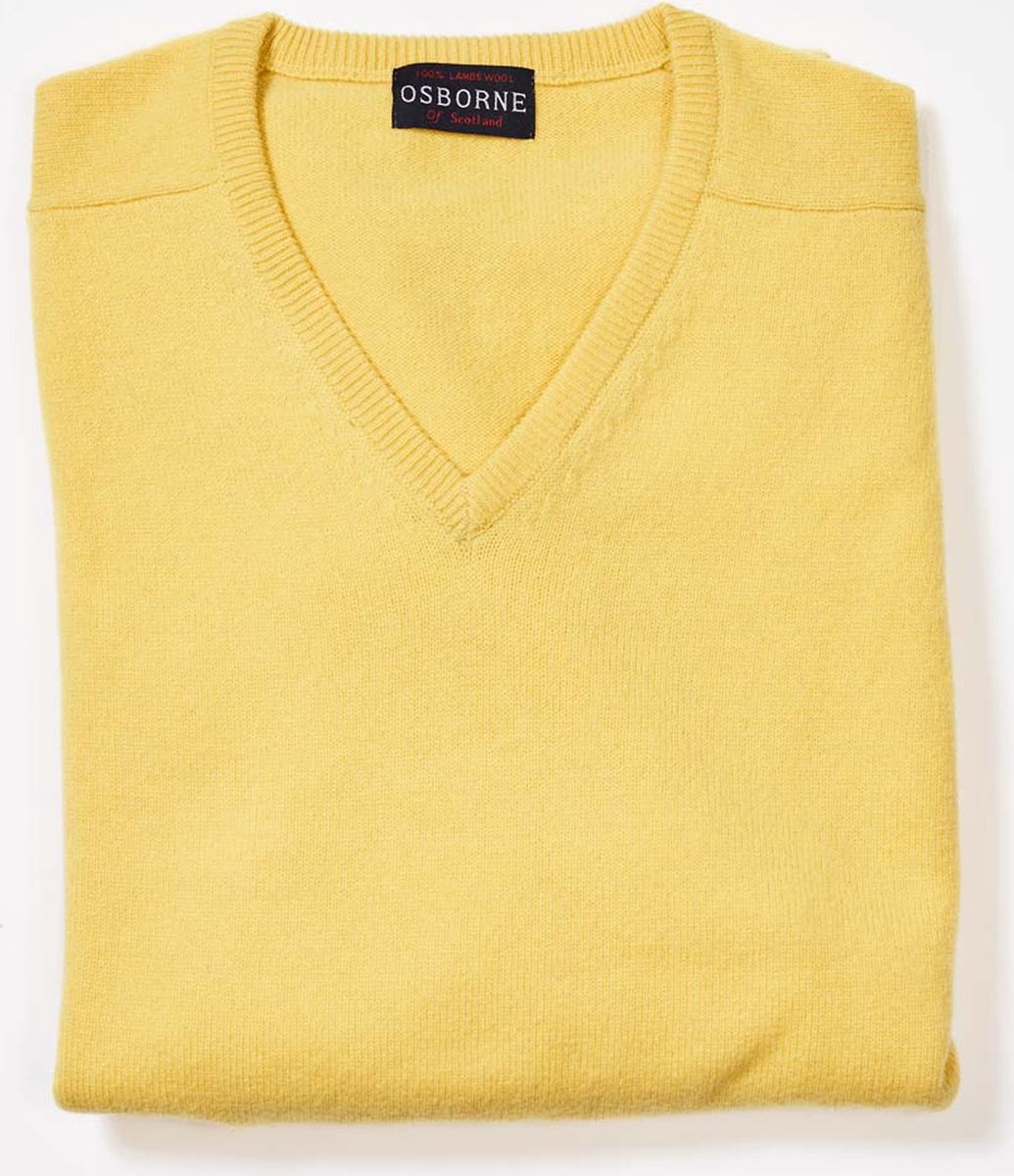 Osborne Knitwear Trui met V hals - Sweater heren in Lamswol - Pullover Heren - Daffodil - L