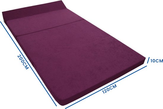 Opvouwbaar matras - 2 persoons - 200x120x10cm - violet - Viking Choice