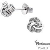 Joy|S - Zilveren knoop oorbellen - 7 mm - knot oorknopjes - sterling zilver 925 platinum plated