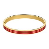 Lucardi Dames Stalen goldplated bangle met roze emaille - Armband - Staal - Goudkleurig