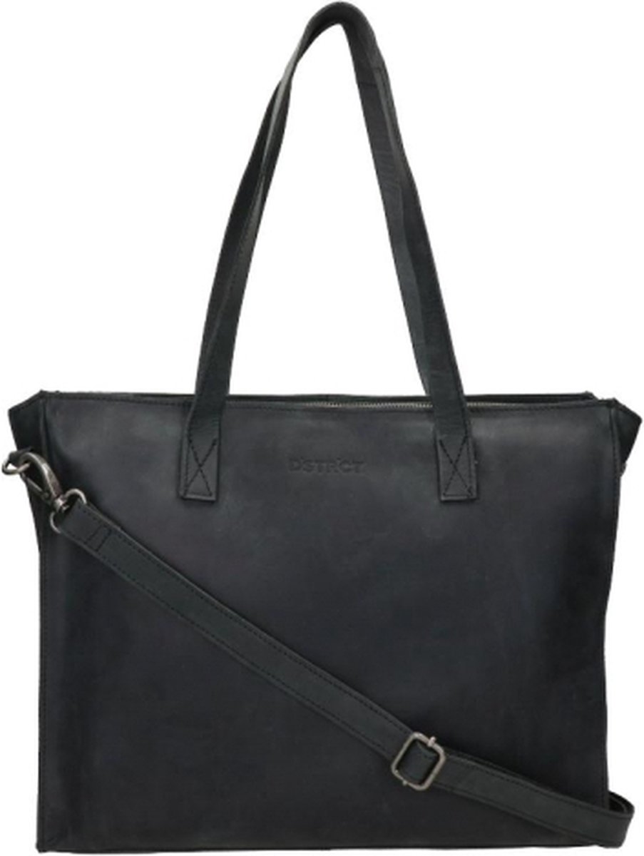 DSTRCT Laptoptas / Werktas / Aktetas Dames - 15 inch - Leer - Krokodillenprint - Alligator Creek - Zwart Croco