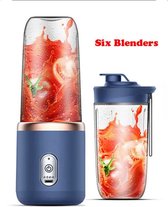 Blender To Go - Smoothie Maker - Mini Blender - Smoothies & Shakes - Draadloos - Draagbaar - USB Oplaadbaar - 400ML - Blauw - Extra Beker