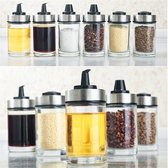 Kruidenpot olie schenkfles zout en peper shakers glazen potten met roterende beugel, 100ml (6-pot)