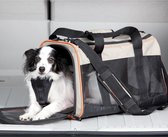 Wandelwagen, reisdrager voor kleine honden en katten, ideaal voor auto- en vliegtuigreizen, waterdichte bodem, Hampton zand/oranje/zwart