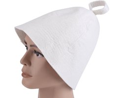 Sauna Accessoires-Sauna Muts-Saunahoed-Witte Wollen Saunavilt-Hoofdbescherming Draagbaar Hoedje