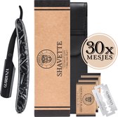 Guardenza Shavette scheermes zwart acetate (incl. 30 scheermesjes en hoes) - open scheermes - barbiermes