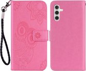 Coverup Uilen Book Case - Geschikt voor Samsung Galaxy A15 Hoesje - Roze
