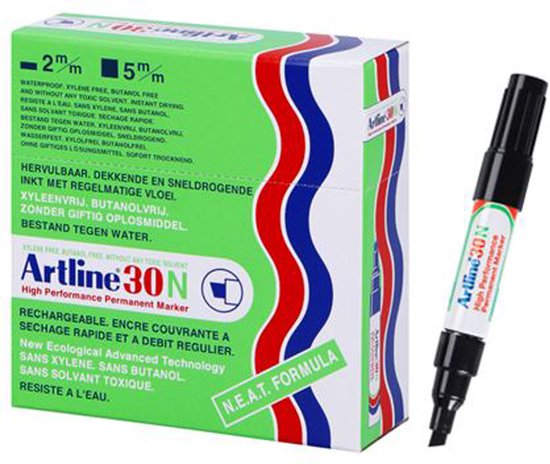 ARTLINE 30 NEAT - Permanent Marker - Doos van 12 stuks - 2,0-5,0mm Lijndikte - Zwart