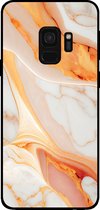 Smartphonica Telefoonhoesje voor Samsung Galaxy S9 met marmer opdruk - TPU backcover case marble design - Oranje / Back Cover geschikt voor Samsung Galaxy S9