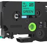 Brother compatible TZE-741 tape - Zwart op groen - 12 mm x 8 m