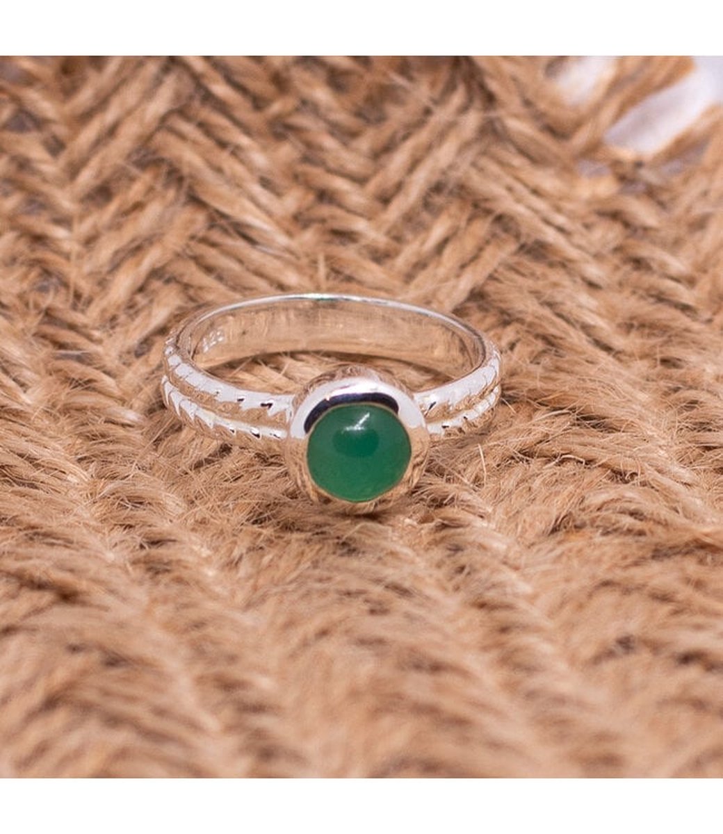 diluna.nl - ring groene Onyx - 925 sterling zilveren edelsteen ring