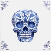 Delfts blauw tegeltje schedel design