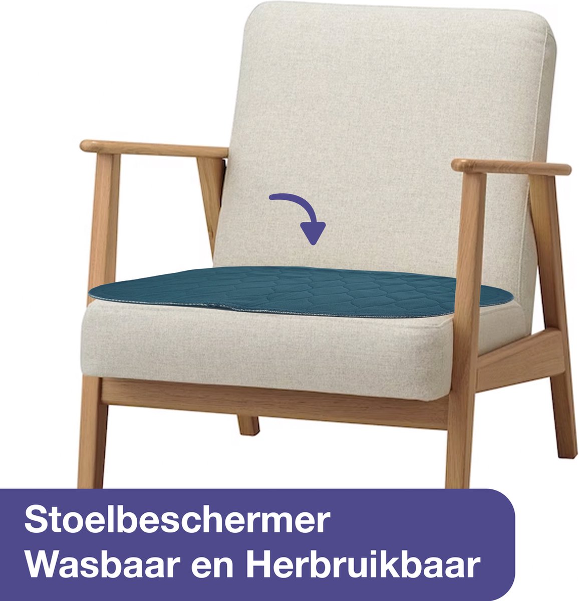 Abena Abri-Soft Stoelbeschermer Wasbaar en Herbruikbaar - 1 Wasbare Stoelbeschermer ter bescherming bij Incontinentie en Broekplassen - Anti Slip - 45 x 45cm