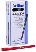 ARTLINE 220 Stift - Doos van 12 stuks - 0,2mm Lijndikte - Rood