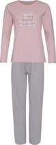 By Louise Dames Pyjama Set Lang Katoen Roze / Grijs Gestreept - Maat S