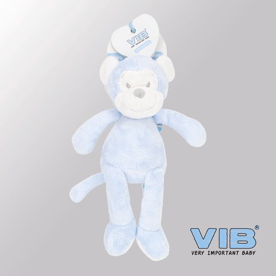 VIB® - Pluche Aap VIB medium 35 cm - Blauw - Babykleertjes - Baby cadeau