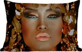 Buitenkussens - Tuin - Vrouw - Cleopatra - Goud - Sieraden - Make up - Luxe - 50x30 cm