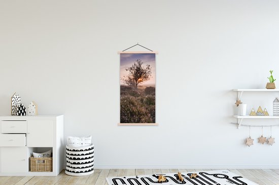Porte-affiche incl. Affiche 60x120 cm - Affiche scolaire - La lande au lever du soleil - Affiche textile - Lattes vierges