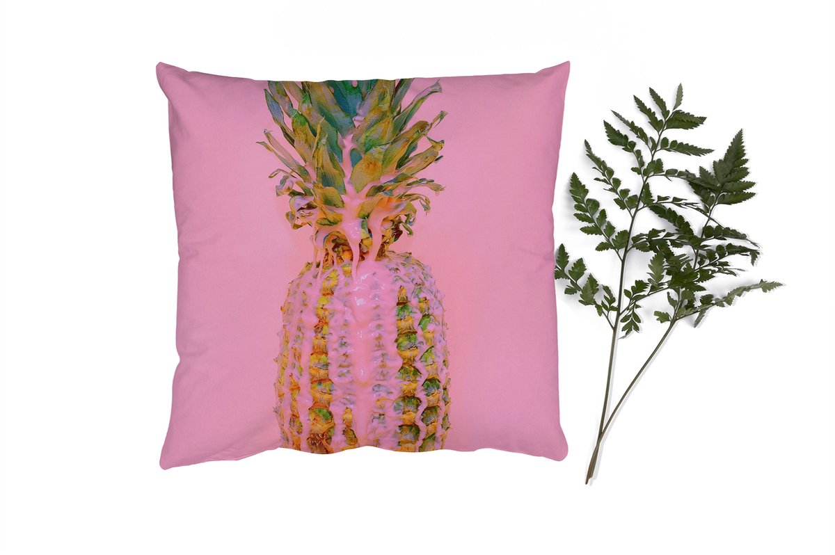 Sierkussens - Kussentjes Woonkamer - 60x60 cm - Verf - Ananas - Roze - Zomer