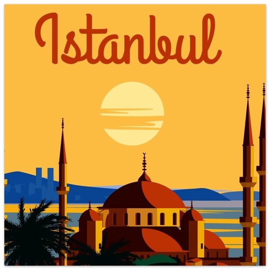 Istanbul Poster | Vintage Poster | Poster Turkije| 50 x 50 cm | papier | WALWALLS.STORE