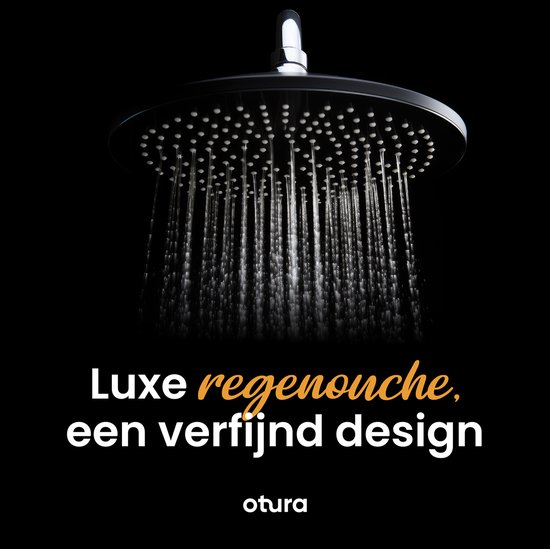 Luxe Regendouche Set - Mat Zwarte Douche - Doucheset van Duurzaam Brass Materiaal - 2 Verstelbare Douchekoppen - Otura