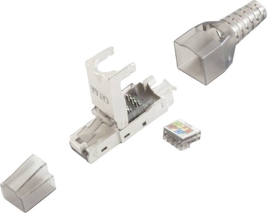 BKL Electronic RJ45 mâle, sans outil, STP, CAT 6A 10121201 mâle, droit Nombre de pôles 8P8C Argent 1 pc(s)