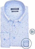 Ledub - Overhemd Print Lichtblauw Borstzak - Heren - Maat 39 - Modern-fit