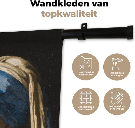 Tapisserie - Boucle d'oreille fille avec une perle - Johannes Vermeer - Paix - 60x90 cm - Tapisserie