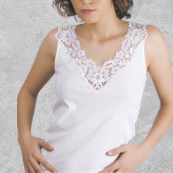 Lot de 2 chemises pour femmes avec dentelle - 100% coton - Wit - Taille 4XL