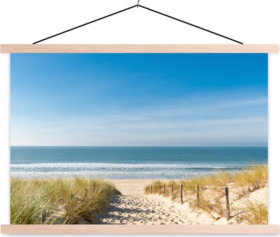 Posterhanger incl. Poster - Schoolplaat - Strand - Zee - Duin - Zand - Zomer - 150x100 cm - Blanke latten