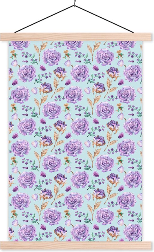 Porte-affiche avec affiche - Affiche scolaire - Fleurs - Motif - Roses - 40x60 cm - Lattes vierges