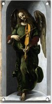 Tuinposter An angel in green with a vielle - Leonardo da Vinci - 30x60 cm - Tuindoek - Buitenposter