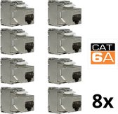 TheLinq set van 8 keystone adapters voor CAT6A kabels - Geschikt voor RJ45 poort - Met afgeschermde metalen behuizing - Overdrachtssnelheid 10 Gb/s