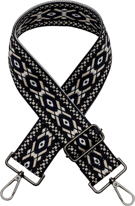 Schouderriem Mountains Zwart - bag strap - verstelbaar - met gespen - afneembare schouderband - tassenriem