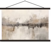 Posterhanger incl. Poster 120x80 cm - Schoolplaat - Moderne kunst - Abstract - Beige - Textielposter - Zwarte latten