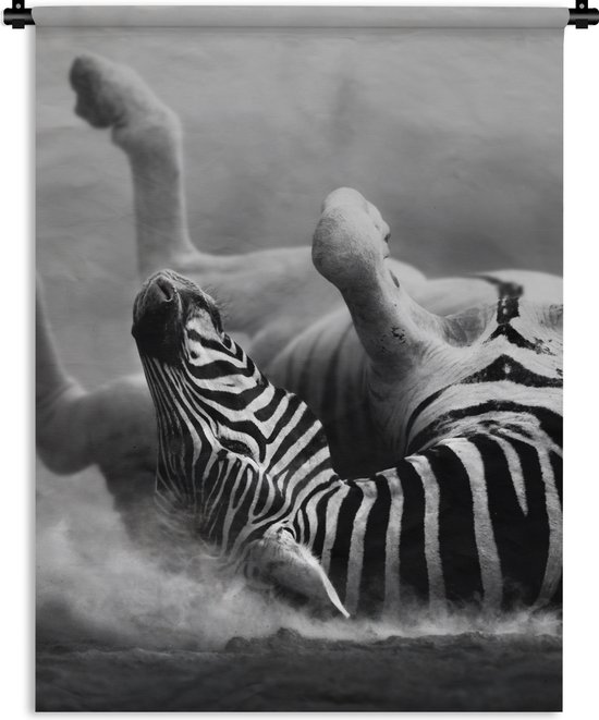 Wandkleed - Wanddoek - Zebra - Dieren - Zwart - Wit - 150x200 cm - Wandtapijt