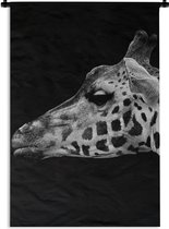Wandkleed - Wanddoek - Dieren - Giraffe - Zwart - Wit - 120x180 cm - Wandtapijt
