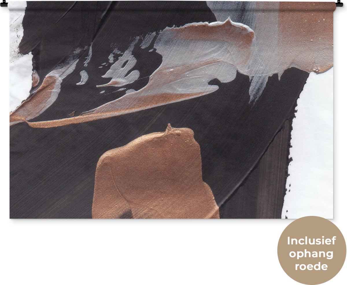 Wandkleed - Wanddoek - Abstract - Verf - Goud - 180x120 cm - Wandtapijt