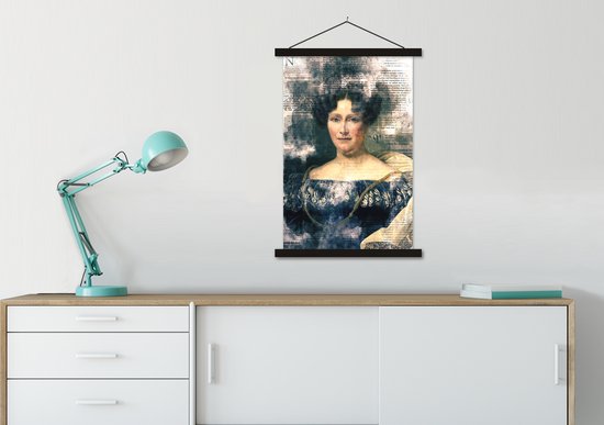 Posterhanger incl. Poster 60x90 cm - Schoolplaat - Johanna Henriette Engelen - Dubois Drahonet - Krant - Textielposter - Zwarte latten
