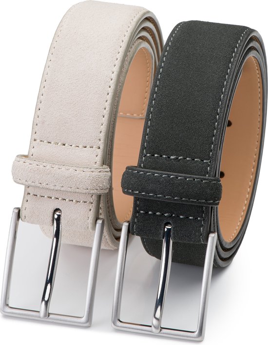 Ceinture Homme FIT Suede Bobby Riem Beige Grijs