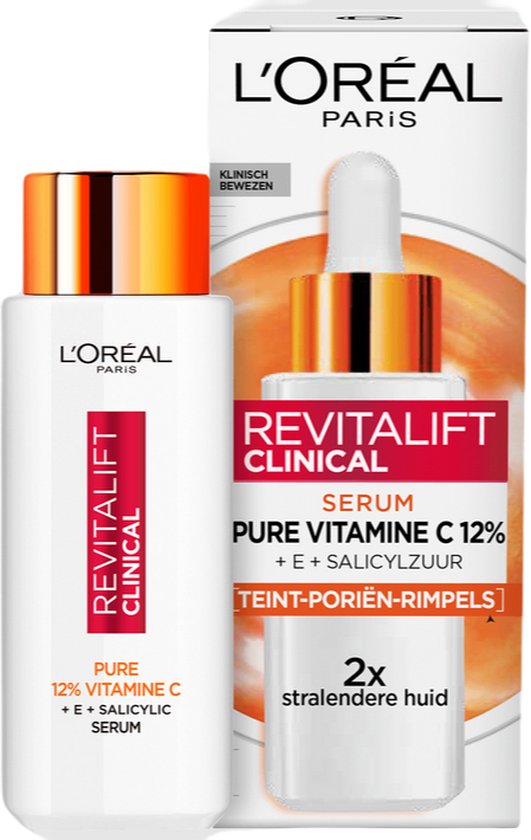 L'Oréal Paris Revitalift Clinical Pure Vitamine C 12% Serum - Serum Vitamine C - Helpt bij een doffe & oneffen teint - Met Vitamine C + E & Salicylzuur- 30ml