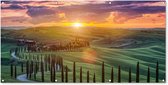 Wanddecoratie buiten Italië - Zonsondergang - Toscane - 160x80 cm - Tuindoek - Buitenposter